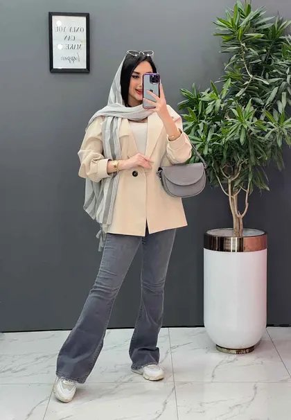 مانتو مازراتی دودکمه یقه نامتقارن