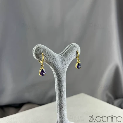 گوشواره زنانه ژوپینگ نگین بنفش 20407