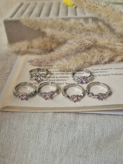 انگشتر جواهری فری سایز کالکشن صورتی