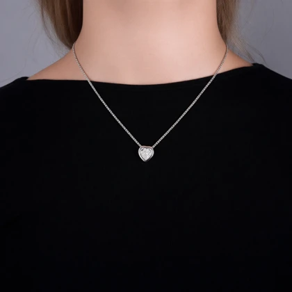 گردنبند نقره اصل 925 مدل قلب تک نگین ظریف دخترانه