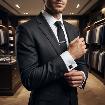 ست دکمه سردست و سنجاق کراوات طرح خطی مثلثی برند Massimo Dutti