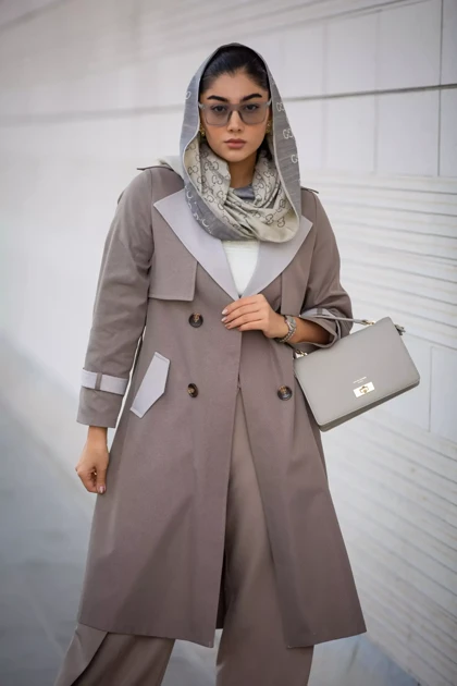 مانتو ژیله دار بلند ترکیبی