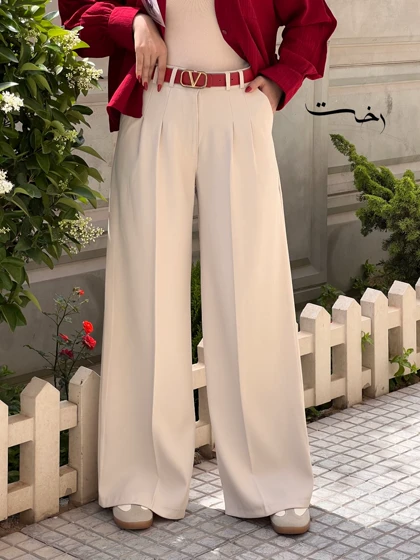 شلوار بگ پارچه ای کمر ساده