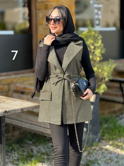 ژیله دو جیب پاکتی کمردار