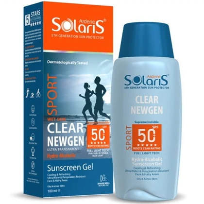 ژل ضد آفتاب بی رنگ آردن سولاریس مدل SPORT با SPF50 حجم 100ml