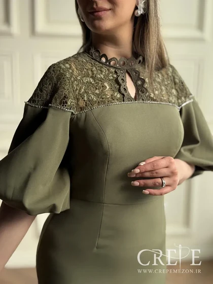 پیراهن بالاتنه گیپور نوار نگینی