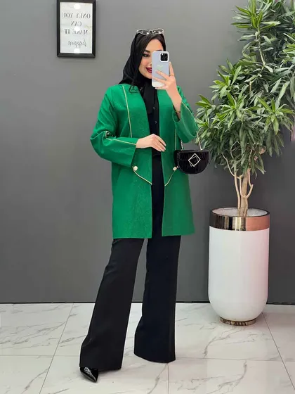 مانتو کتان لمه مغزی دوزی