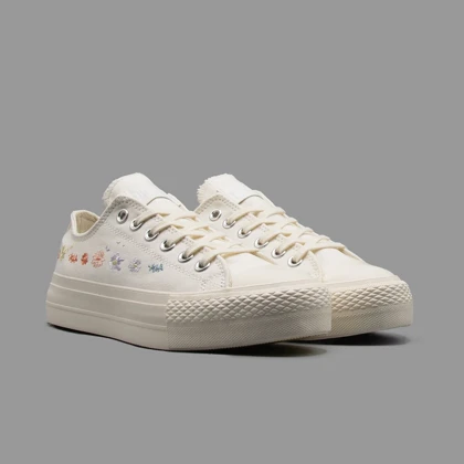 کانورس پلتفرم گل‌دار سفید Converse Platform White Flower