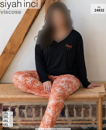 بلوز و شلوار بیگ سایز siyah inci کد 24832