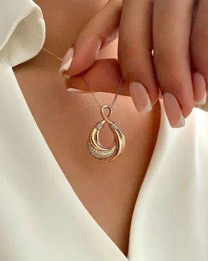 نیم ست موج نگین‌دار ژوپینگ (با زنجیر)