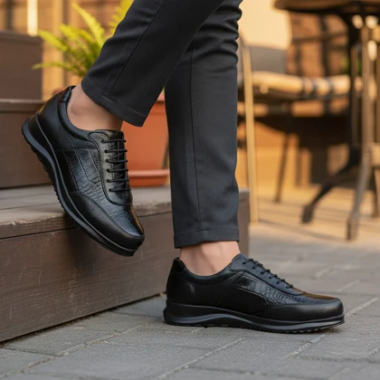 کفش چرم زنانه مدل فانوس بندی کروکو