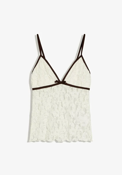 تاپ توری برشکا Bershka مدل Tank top with lace and bow
