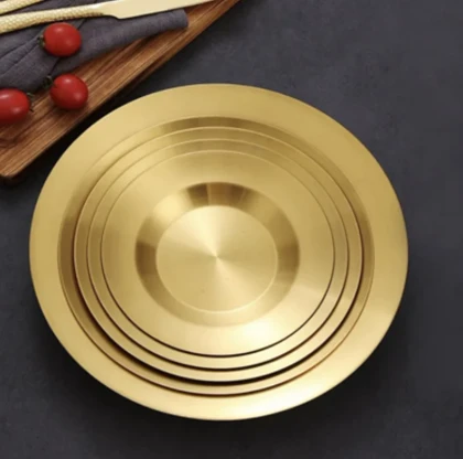 بشقاب پاستا خوری استیل طلایی