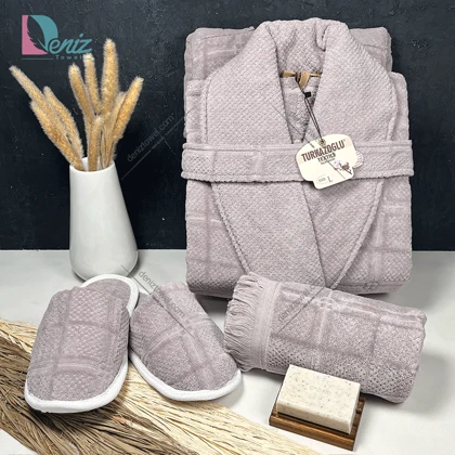 حوله ست یک نفره سه تکه مارتا رنگ یاسی