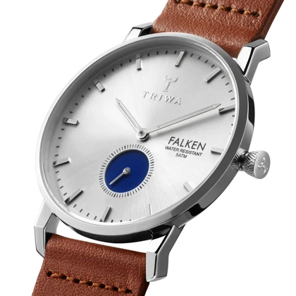 ساعت مچی عقربه ای زنانه مردانه تریوا (TRIWA) مدل Blue eye Falken Brown classic