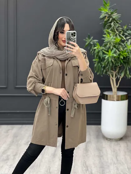 مانتو کمرگت یقه دو دکمه