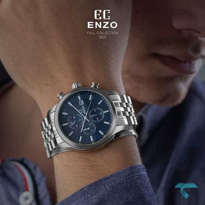 ساعت مردانه انزو EC-2184AVG اورجینال سه موتوره سرمه ای Enzo-8290-G