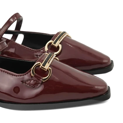 کفش کالج زنانه ورنی مدل Flat shoes - 0218 _ Black