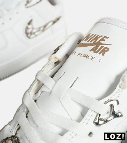 کفش کتانی مردانه و زنانه سفید نایک NIKE AIR FORCE 1.7 lv8 White gold