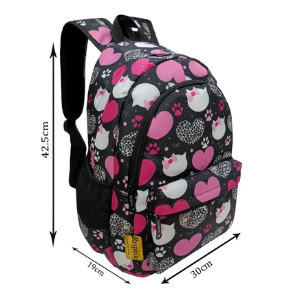 کیف مدرسه دخترانه مدل قلب و گربه heart cat با جامدادی