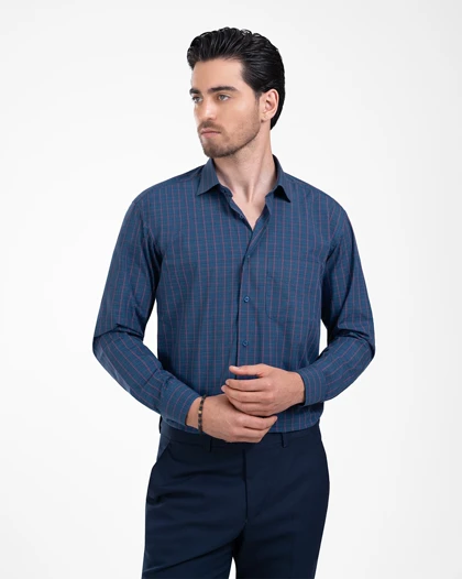 ام کی کالکشن پیراهن آستین بلند mk-22628-blue-red
