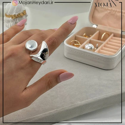 انگشتر زنانه آبکاری نقره رنگ ثابت کد ta10004