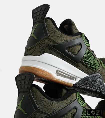 کفش کتانی ساق‌دار مردانه و زنانه سبز Jordan 4 x Kaws مدل 6887