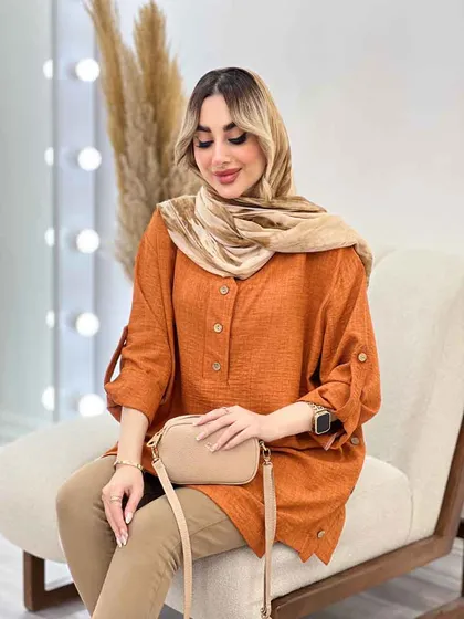 مانتو جلو بسته بغل چهار دکمه