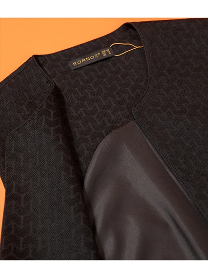 وست زنانه ژاکارد آستر دار جیب‌دار کلاسیک 70101