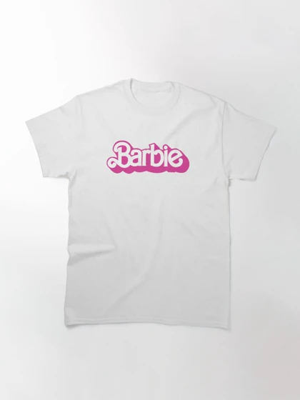 تیشرت لانگ دخترانه Barbie | تیشرت لانگ دخترانه باربی طرح White Pink Logo کد 141679
