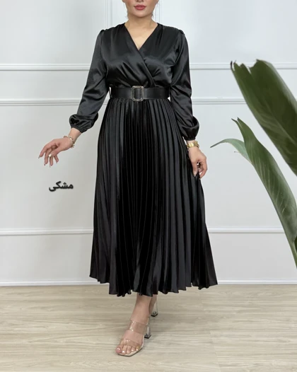 پیراهن مجلسی ساتین ( دامن پلیسه ) کد محصول 934