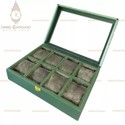 جعبه هشت تایی چوبی داخل سبز Watch Box