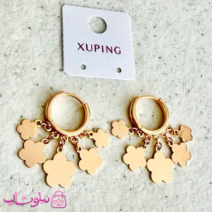 گوشواره زنانه ژوپینگ با 5 آویز طرح گل کد 5991