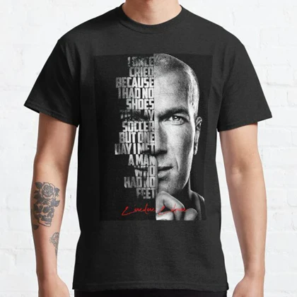 تیشرت ورزشی رئال مادرید | تیشرت Real Madrid CF طرح Black and white Zinedine Zidane quote poster کد 143526