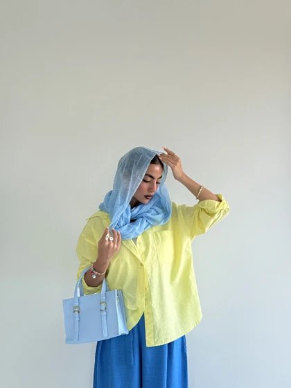 شومیز تک جیب نیلای