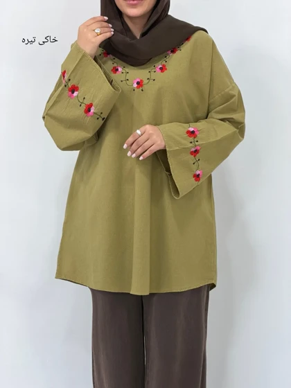 مانتو لینن گلدوزی نرگس کد 7033