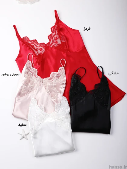 لباس خواب ساتن زنانه سه تکه اما EMA کد 2860
