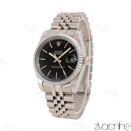 ساعت رولکس دیت جاست مردانه سیلور مشکی ایندکس خطی 105579
