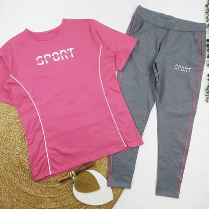 ست تیشرت شلوار زنانه سایز بزرگ SPORT