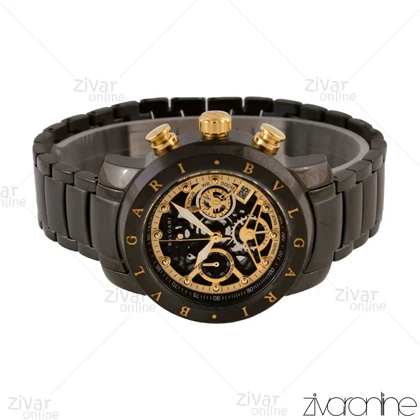 ساعت بولگاری زنانه سه موتوره صفحه مشکی طلایی 105724