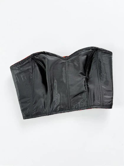 کراپ تاپ مجلسی دکلته فنر دار سوزن دوزی پشت‌باز بندی