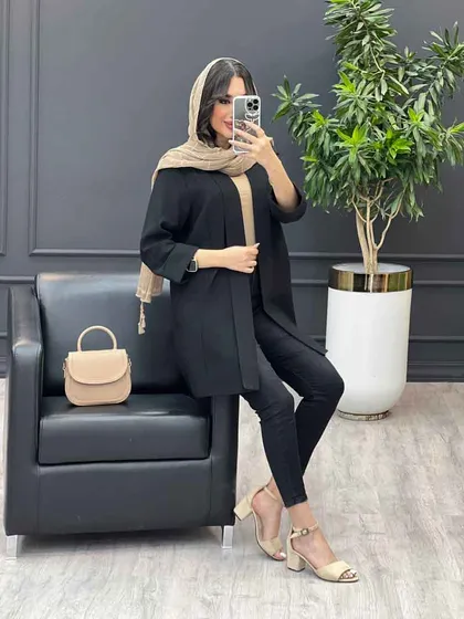 مانتو دو جیب آستین برگردون