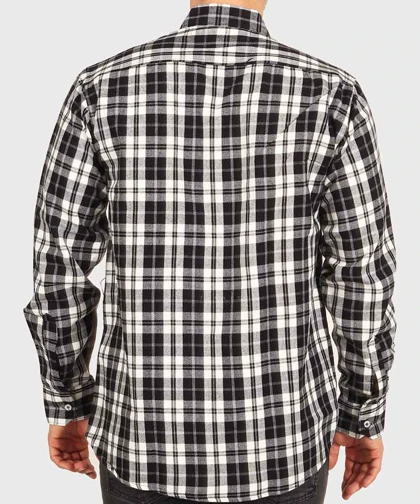 پیراهن مردانه پشمی چهارخانه مشکی 0169