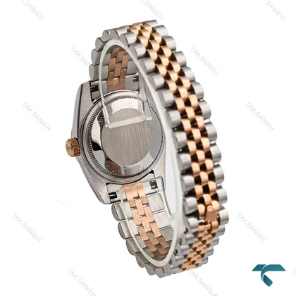 ساعت رولکس دیت جاست زنانه دورنگ رزگلد صفحه دودی Rolex-6897-L