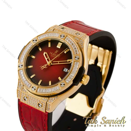 ساعت هابلوت زنانه طلایی قرمز نگین‌دار Hublot-5227-L