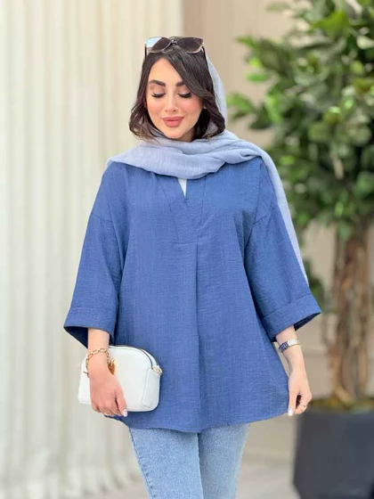 مانتو یقه ایستاده جلو بسته