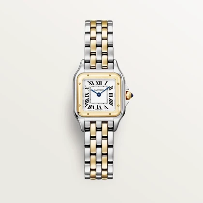 ساعت کارتیر پنتر زنانه دورنگ طلایی صفحه سفید Cartier panthere