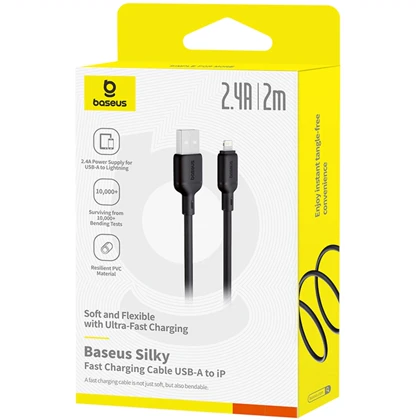 کابل فست شارژ USB به لایتنینگ 2.4 آمپر دو متری بیسوس P10377702113-00
