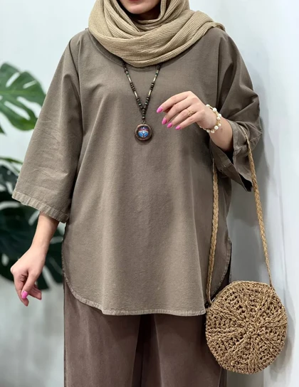تونیک مانتویی لینن شاپرک 1(ایراد دار)