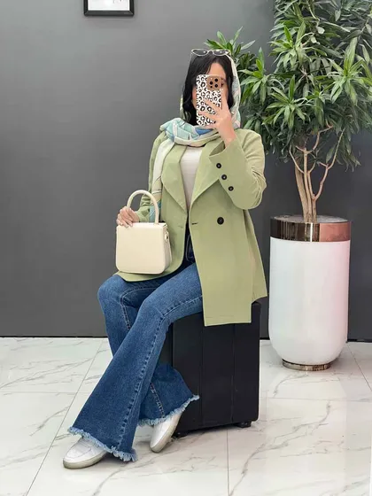 مانتو لینن دودکمه مدل آیریس